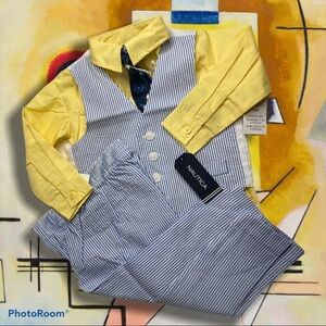Nautica Boys Seersucker Gingham Outfit 18 Mo NWT